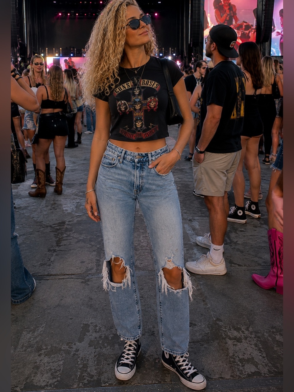 Good American Distressed Ripped Jeans 4/27 Light Wash High Rise Straight
